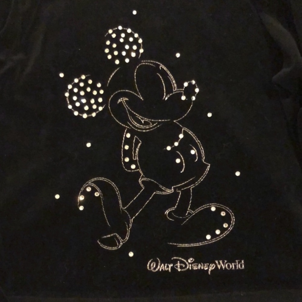 Disney Parks Black Velour Velvet Track Set with Bling Logo